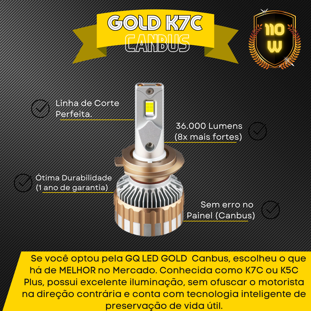 UltraLED GQ LED - GOLD Canbus - 38.000 Lux - GQ LED - Personalização ...