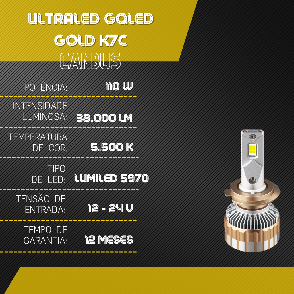 UltraLED GQ LED - GOLD Canbus - 38.000 Lux - GQ LED - Personalização ...